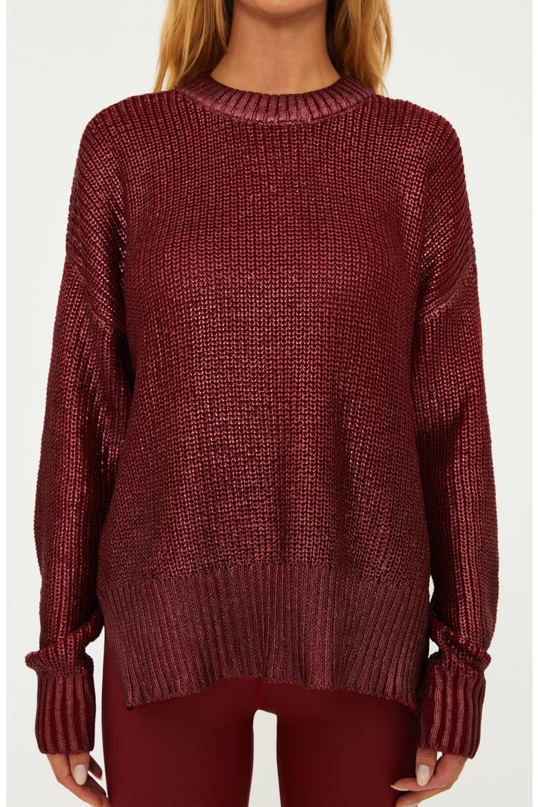 Callie Oversize Sweater, Alternate, color, MERLOT SHINE