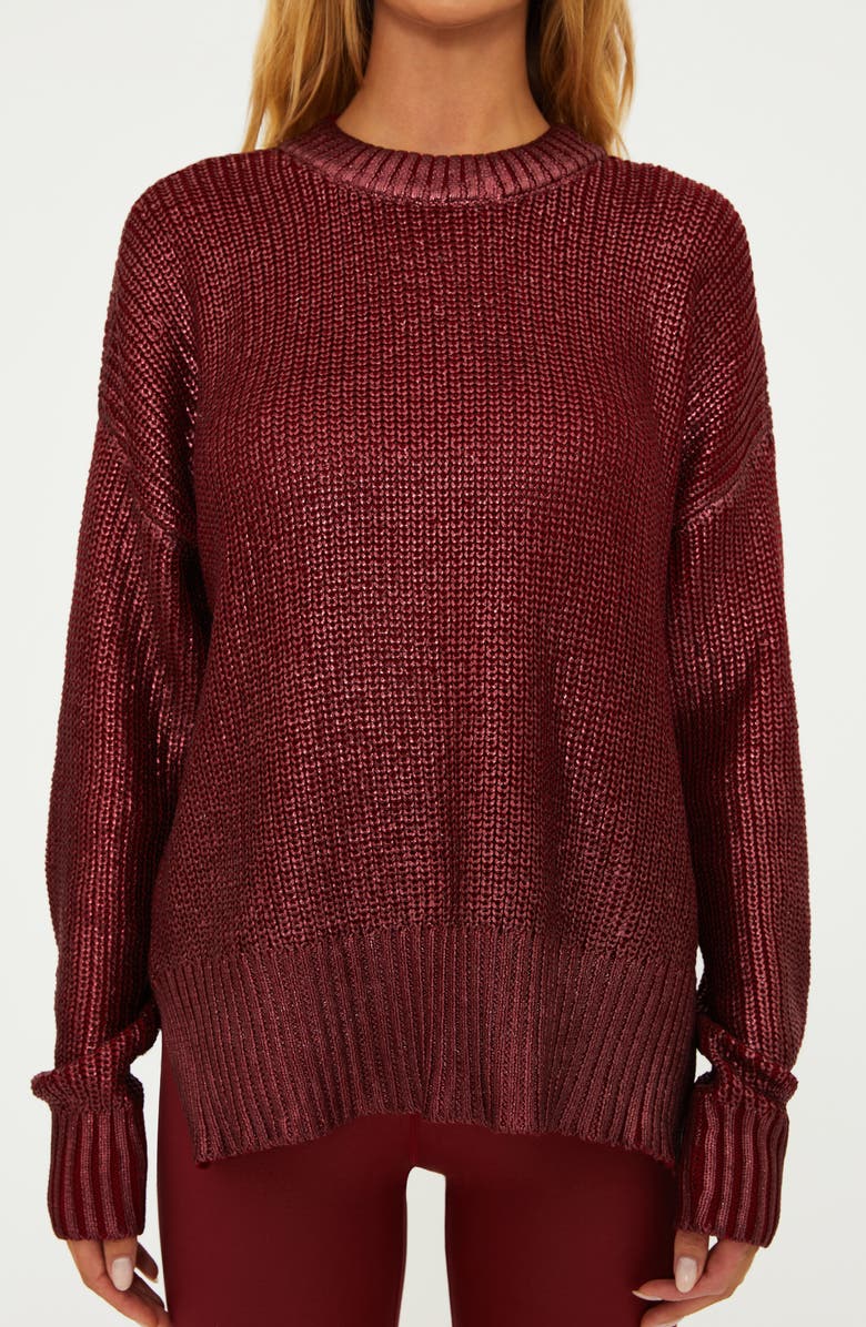 Beach Riot Callie Oversize Sweater, Alternate, color, Merlot Shine