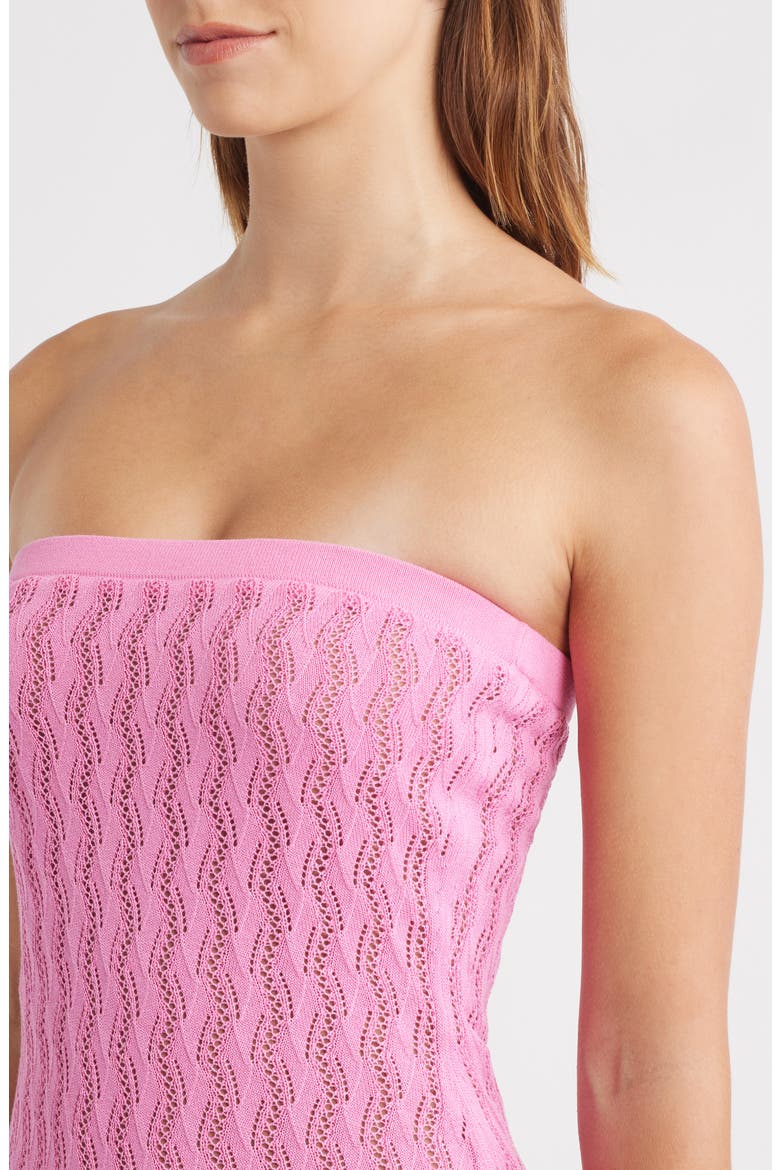 Strapless Pointelle Body-Con Midi Dress, Alternate, color, CANDY FLOSS