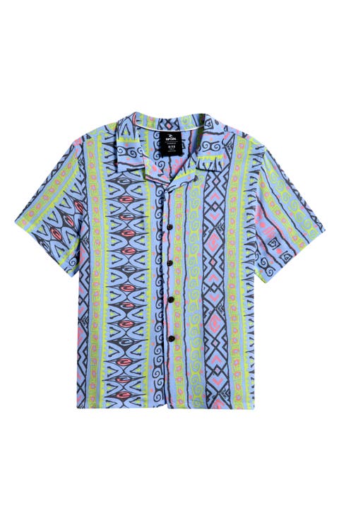 Kids' Raw Energy Print Short Sleeve Button-Up Shirt (Big Kid)