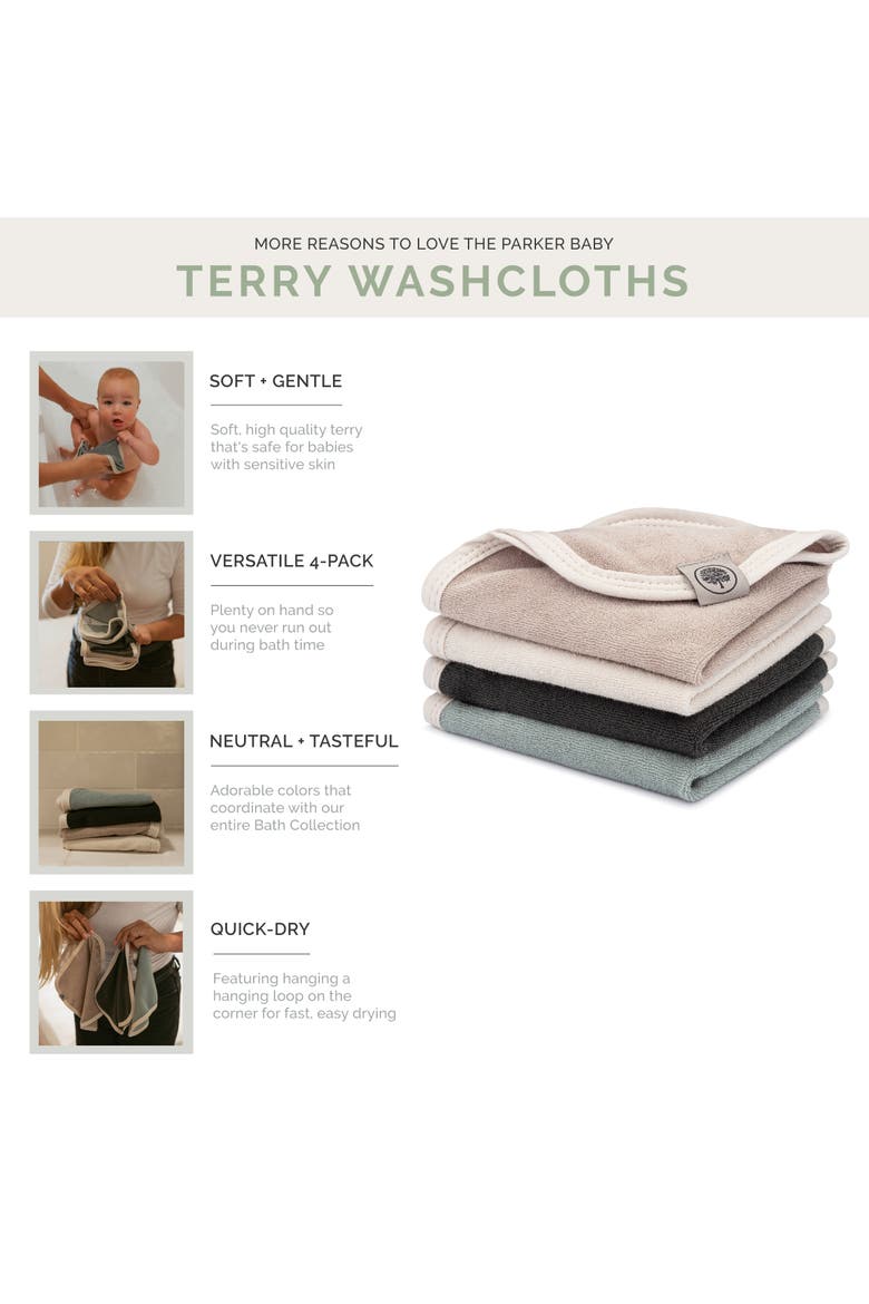 Terry Baby Washcloths, Alternate, color, Rain