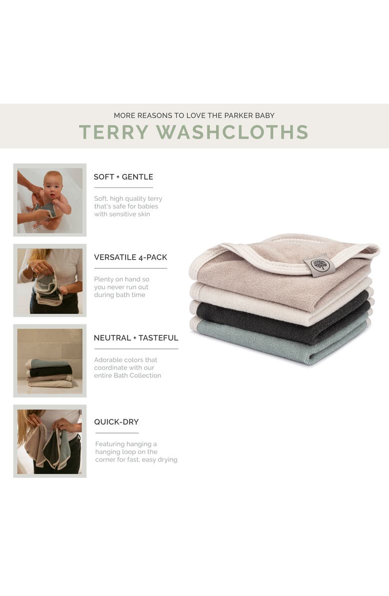 Parker Baby Co. Terry Baby Washcloths, Alternate, color, Rain