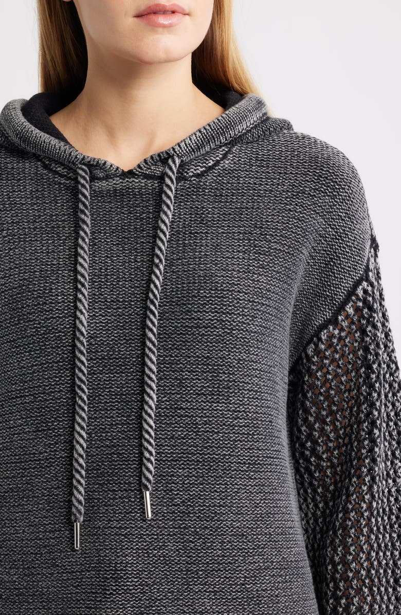 CITY BLUES Open Stitch Hoodie, Alternate, color, Black