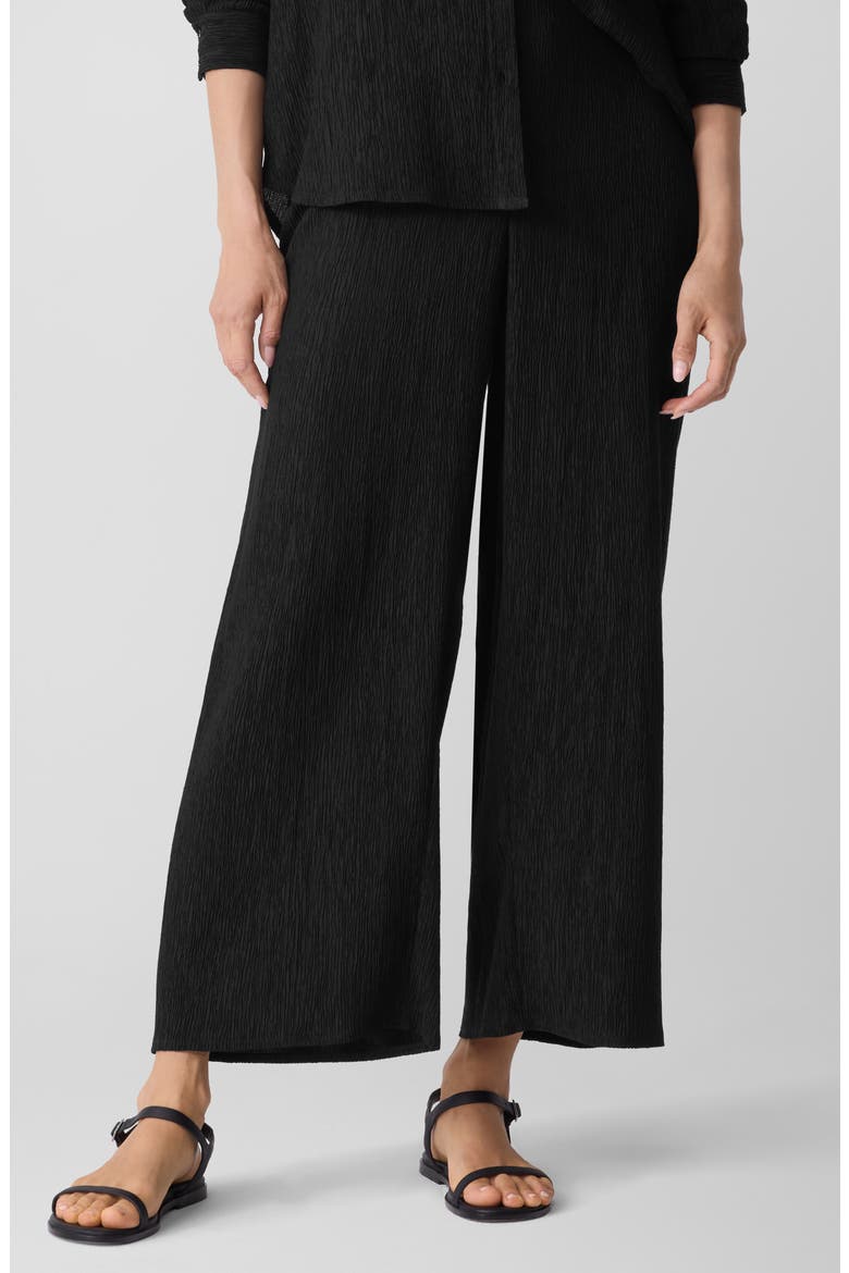 Crinkled High Waist Ankle Wide Legs, Main, color, BLACK