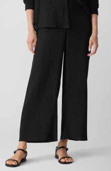 Eileen Fisher Crinkled High Waist Ankle Wide Legs
