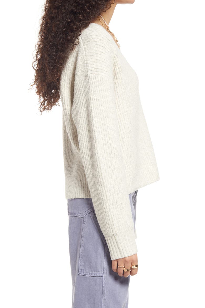Weekend V-Neck Sweater, Alternate, color, BEIGE OATMEAL LIGHT HEATHER