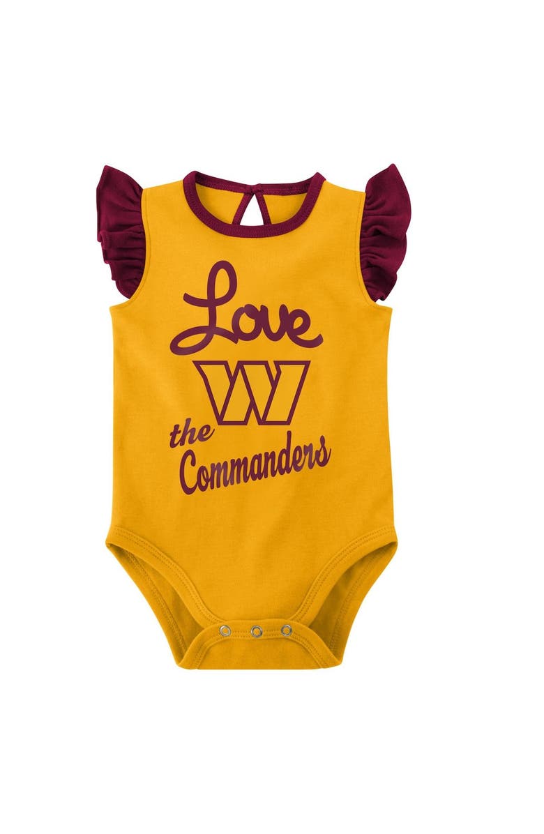 Outerstuff Girls Newborn & Infant Burgundy/Gold Washington Commanders Spread the Love 2-Pack Bodysuit Set, Alternate, color,