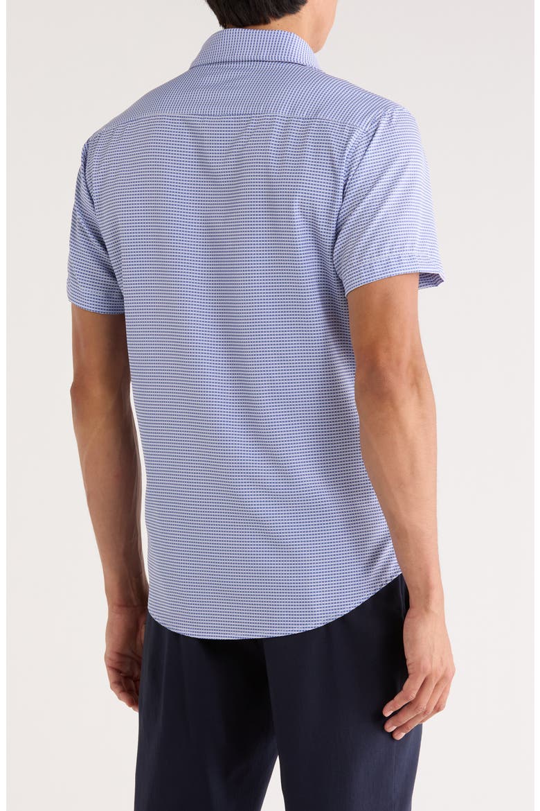 Geometric Short Sleeve Button-Up Shirt, Alternate, color, BLUE/ WHITE