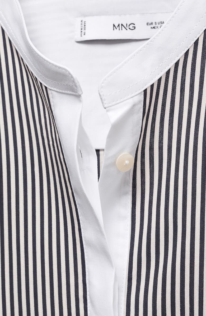 MANGO Stripe Contrast Button-Up Shirt, Alternate, color,