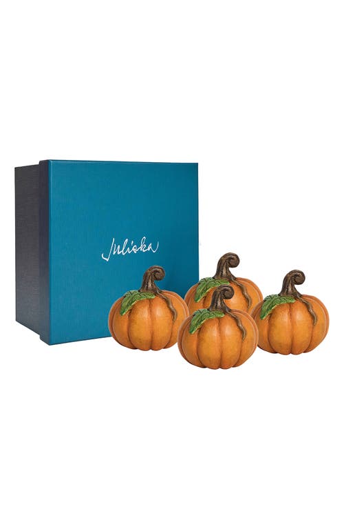 Juliska Forest Walk Pumpkin Set Of 4 Place Card Holders In Orange