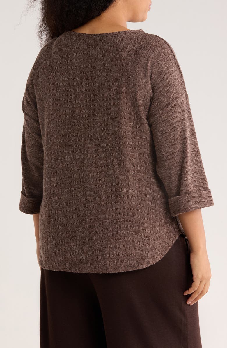MAX STUDIO Three-Quarter Sleeve Rib Top, Alternate, color, Acorn