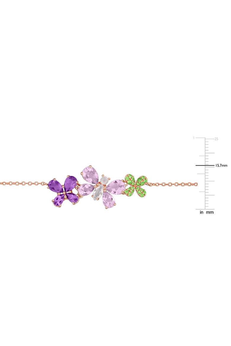Multi-Gem Butterfly & Flower Necklace Rose Silver, Alternate, color, Rose-Plated Sterling Silver