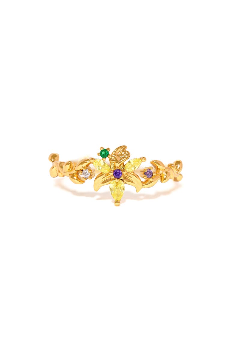 x Disney Tangled Sundrop Flower Ring, Main, color, GOLD