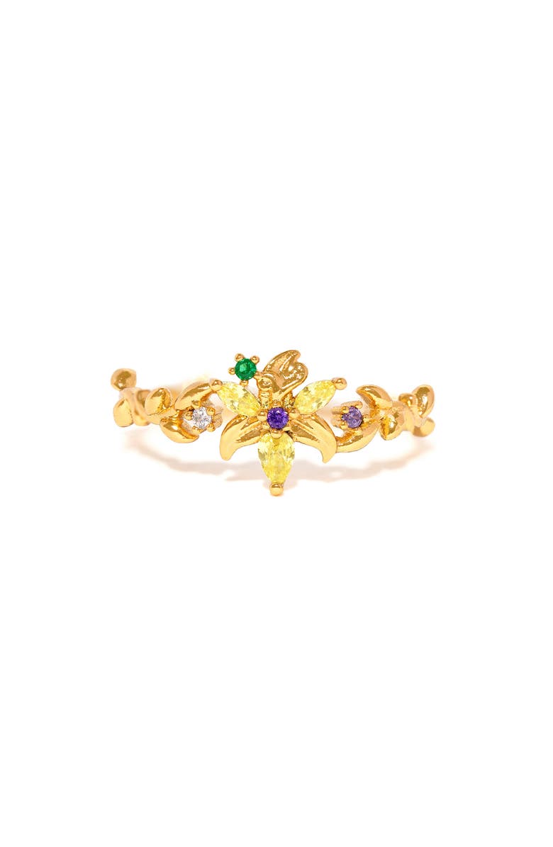 Girls Crew x Disney Tangled Sundrop Flower Ring, Main, color, Gold
