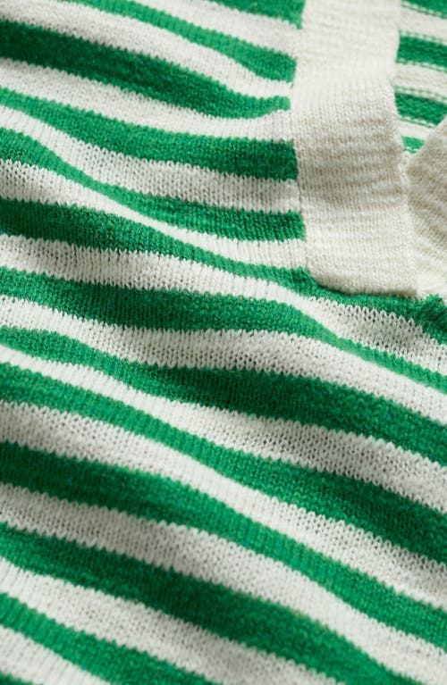 Seasalt Cornwall Gwnynver Stripe Cotton & Linen Sweater In Green