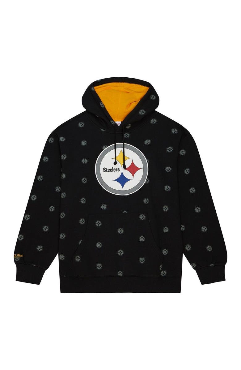 Mitchell & Ness Men's Mitchell & Ness Black Pittsburgh Steelers Allover Print Fleece Pullover Hoodie, Alternate, color, Black