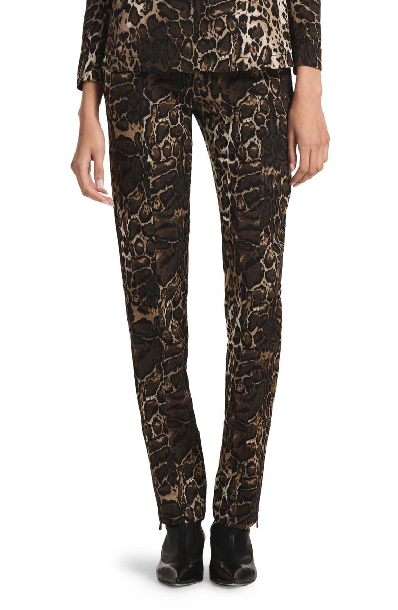 St. John Collection Leopard Jacquard Twill Pants, Main, color, 