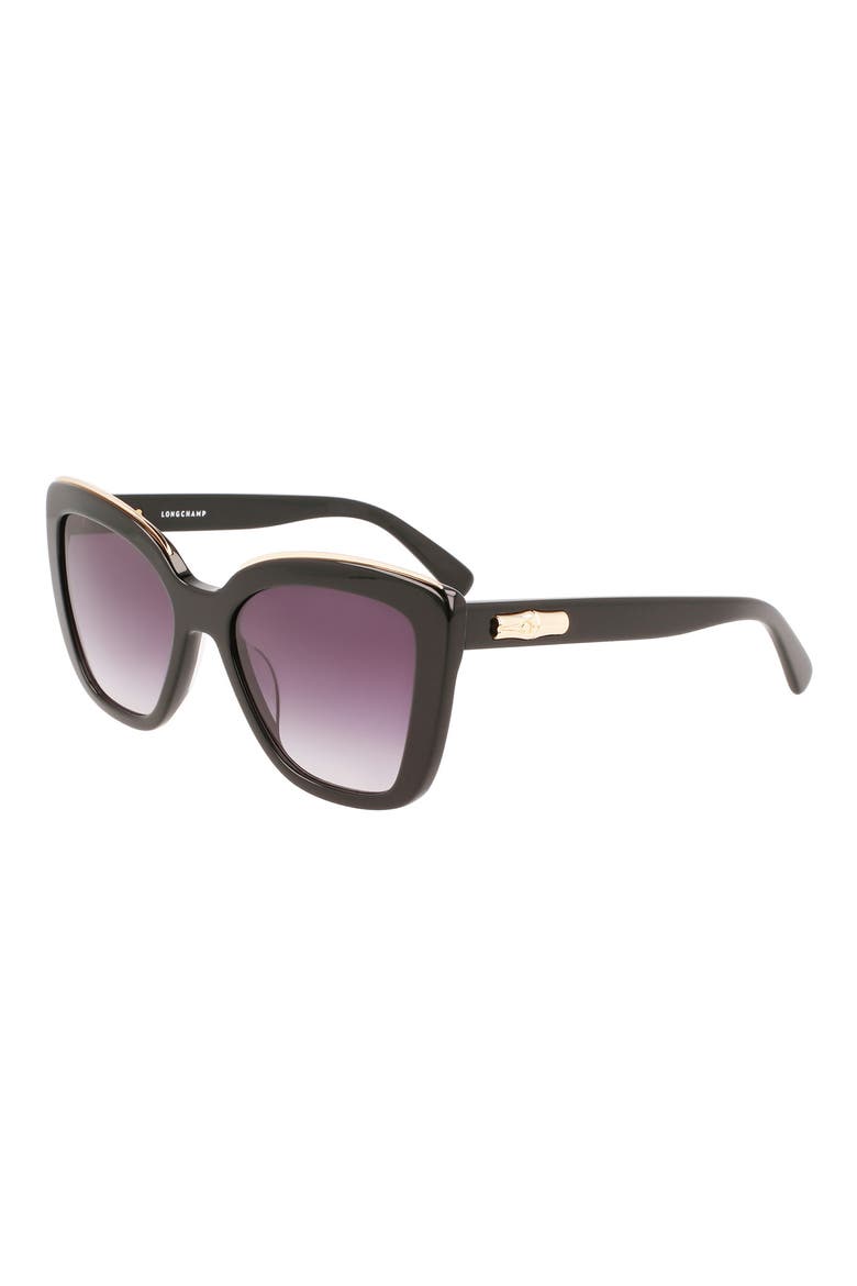 Roseau 53mm Gradient Rectangle Sunglasses, Alternate, color, BLACK