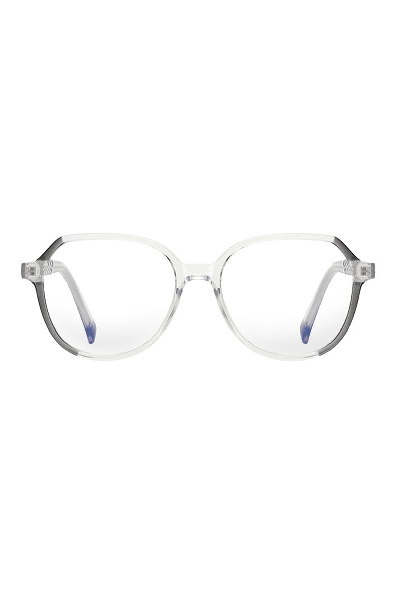 Nelli 53mm Round Blue Light Blocking Glasses, Main, color, TRANSPARENT GREY
