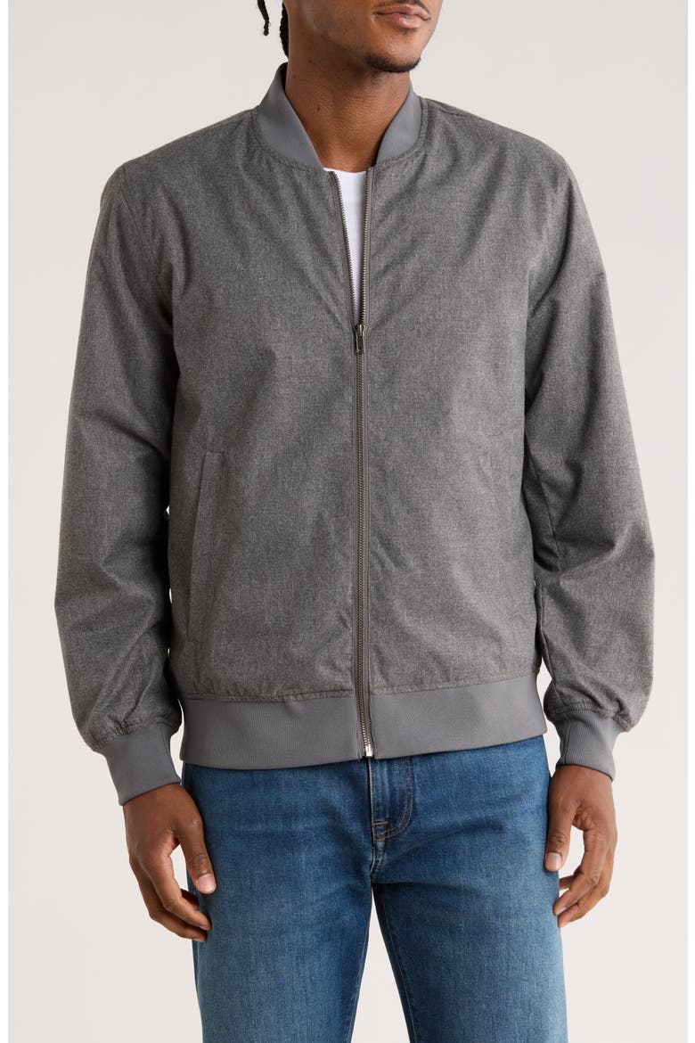 Textured Bomber Jacket, Main, color, CHARCOAL HEATHER GREY