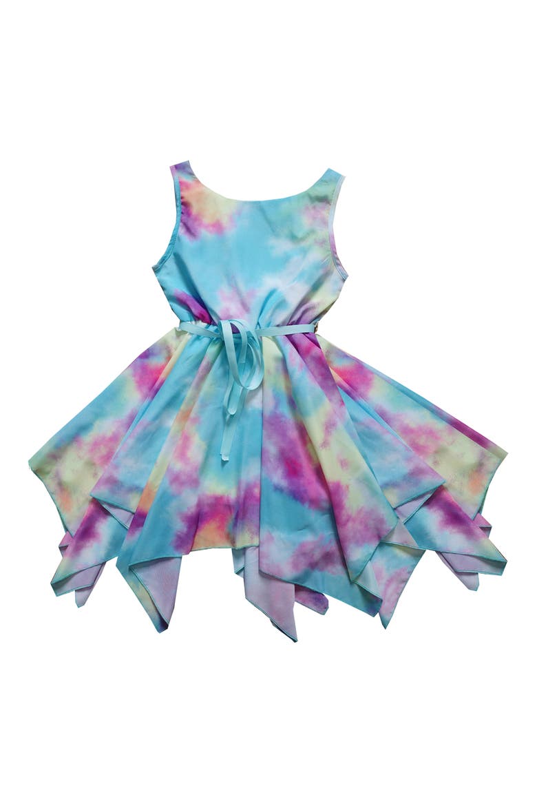 Kids' Watercolor Handkerchief Hem Dress, Main, color, BLUE