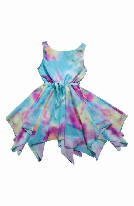 JOE-ELLA Kids' Watercolor Handkerchief Hem Dress