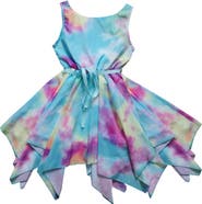 JOE-ELLA Kids' Watercolor Handkerchief Hem Dress