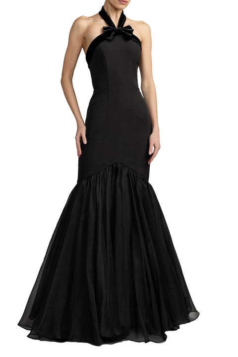 Halter Neck Mermaid Gown with Bow Detail