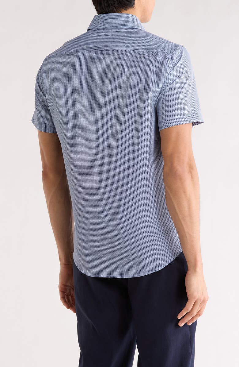 DENIM AND FLOWER Dressy Tech Short Sleeve Button-Up Shirt, Alternate, color, Light Blue