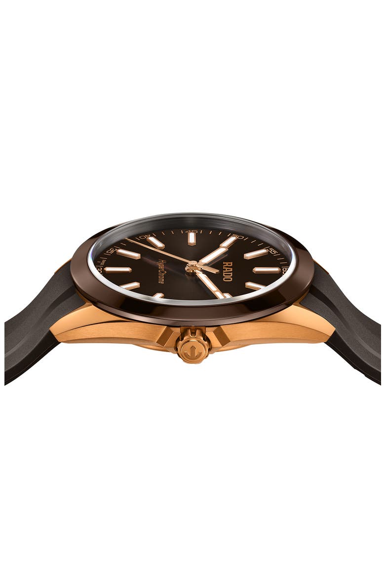 HyperChrome Rubber Strap Watch, 41.5mm, Alternate, color, BROWN