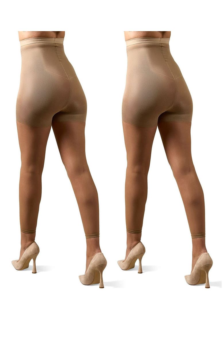 2-Pack High Waist Super Footless Shaper Tights, Alternate, color, HONEY