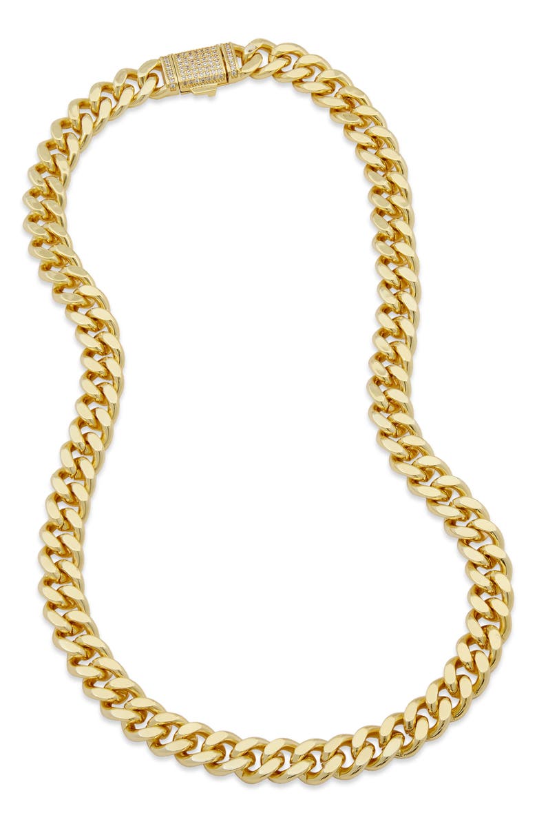 SAVVY CIE JEWELS CZ Pavé Chunky Chain Link Necklace, Main, color, Yellow