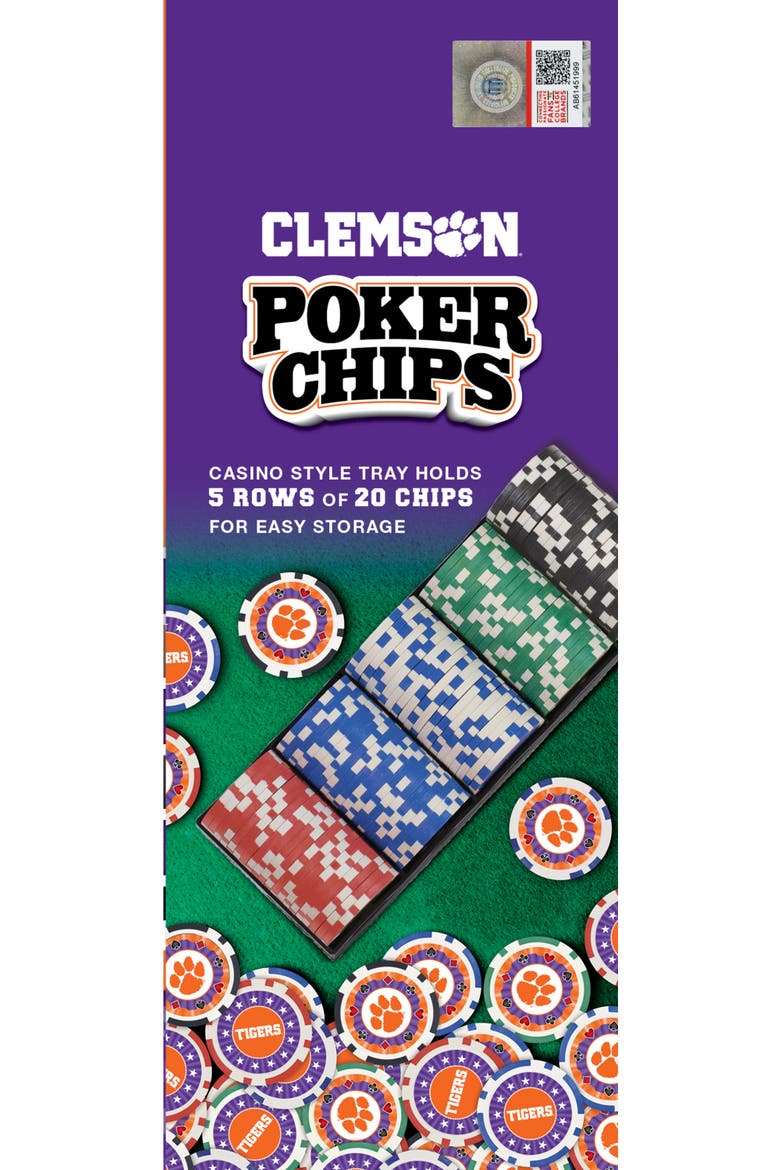 Clemson Tigers 100 Piece Poker Chips, Alternate, color, Multicolor
