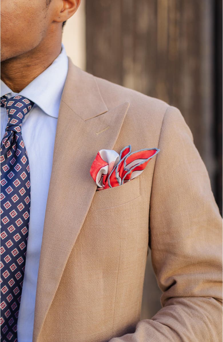 Elizabetta Prato - Silk Pocket Square for Men, Alternate, color, Red