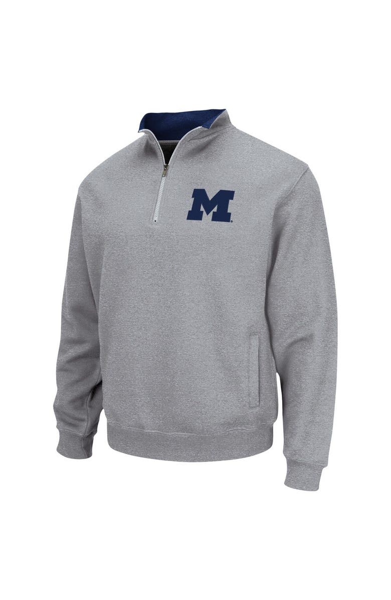 COLOSSEUM Men's Colosseum Heathered Gray Michigan Wolverines Tortugas Team Logo Quarter-Zip Jacket, Alternate, color, Heather Gray