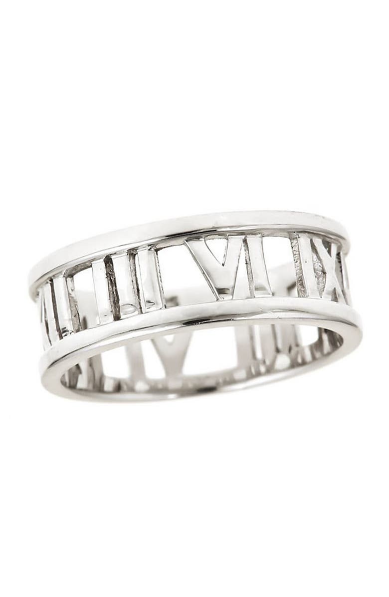 Sterling Forever Sterling Silver Roman Numeral Band Ring, Main, color, 