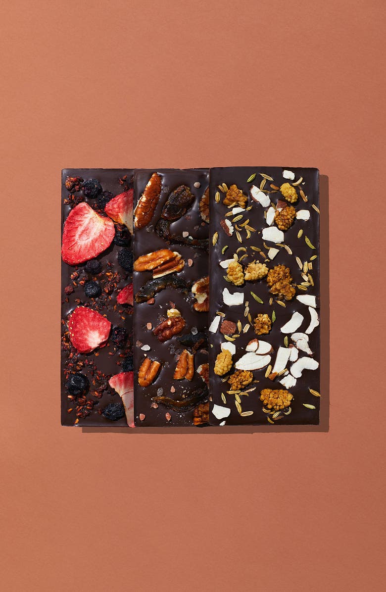 Spring & Mulberry Best Sellers Collection Date Dark Sweetened Chocolate Bars 3-Piece Gift Box, Alternate, color, Purple