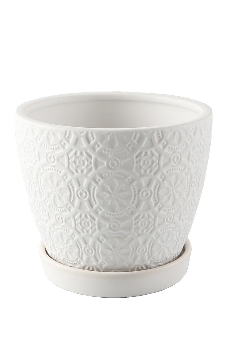 Matte White 5.75-Inch Cathedral Ceramic Saucer Planter, Main, color, MATTE WHITE