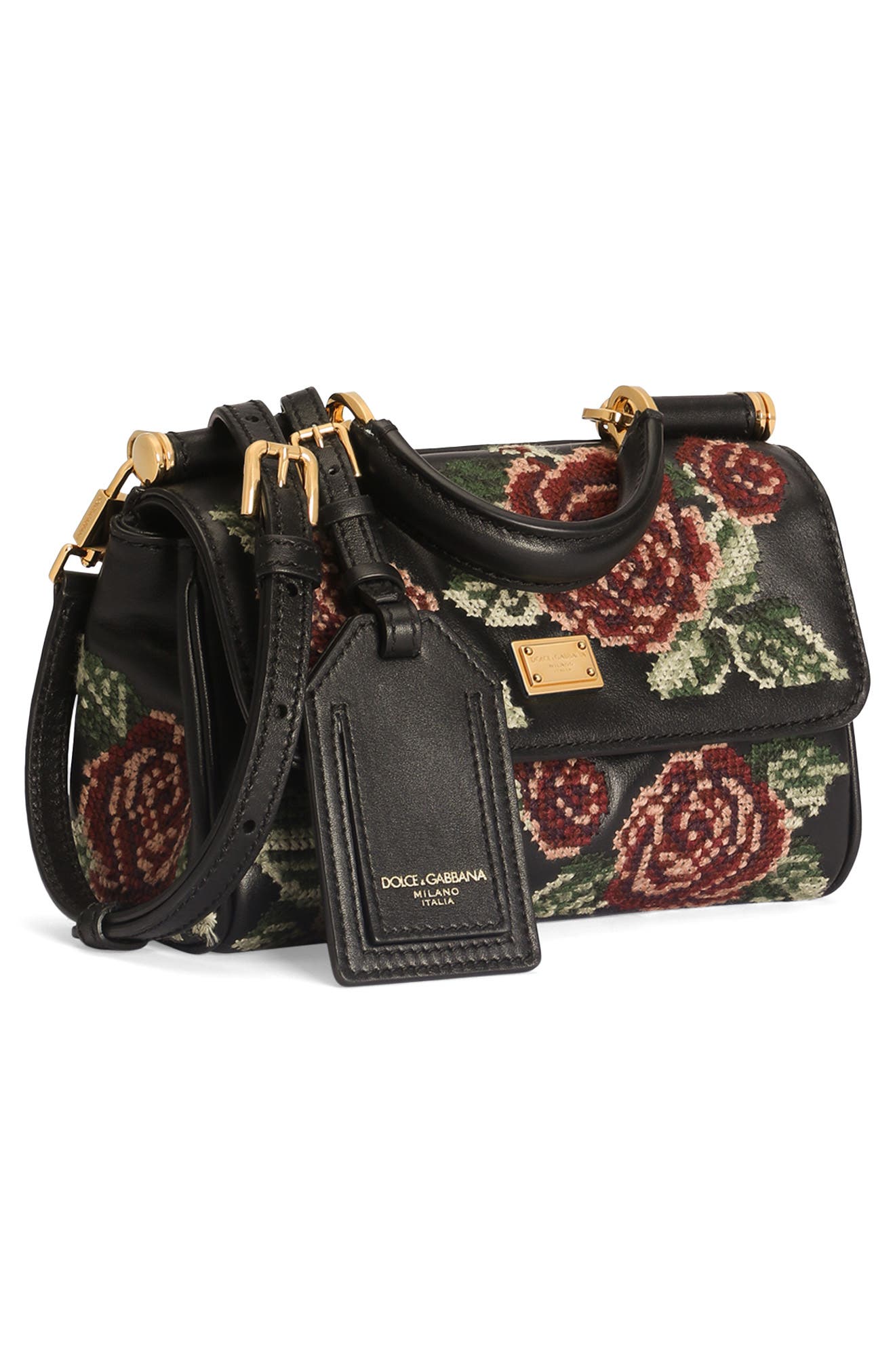 Needlepoint Small Sicily Leather Handbag, Alternate, color, MULTICOLOR 1