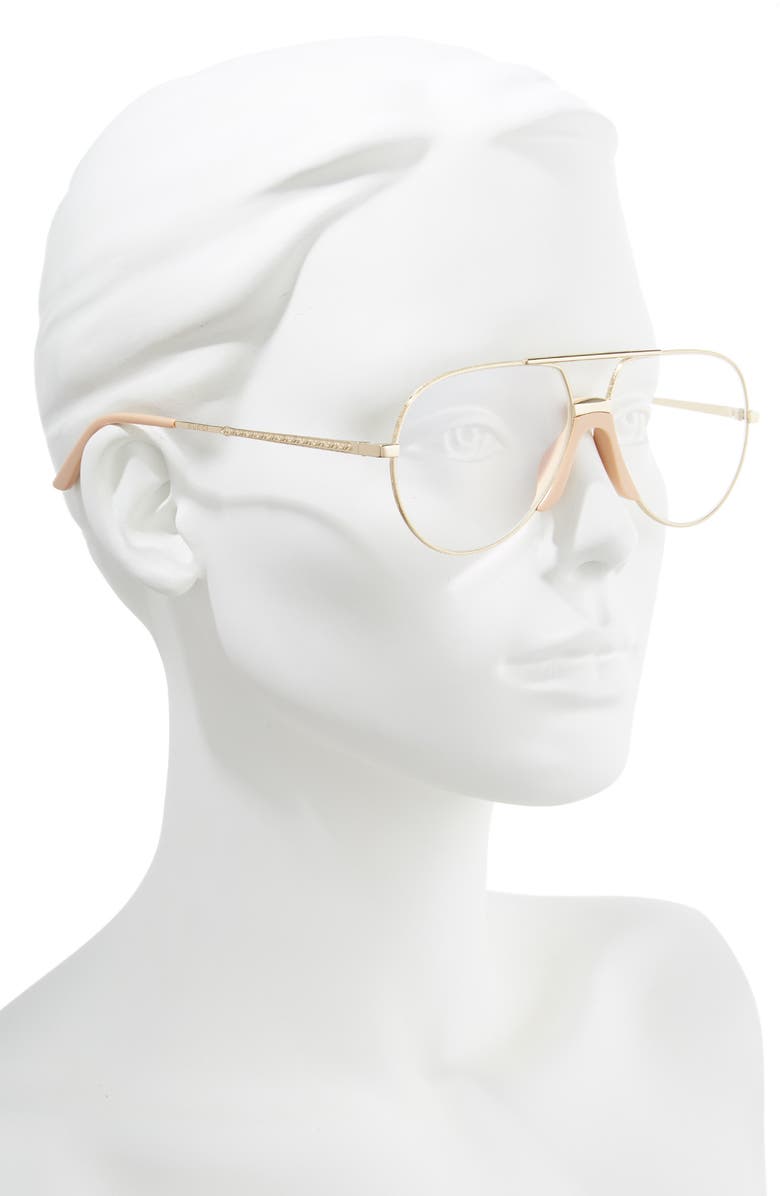 Gucci 60mm Antireflective Aviator Sunglasses, Alternate, color, 