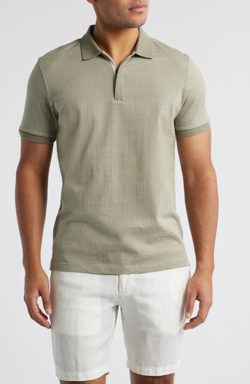 Robert Barakett Whistler Half Zip Polo in Pastel Olive 