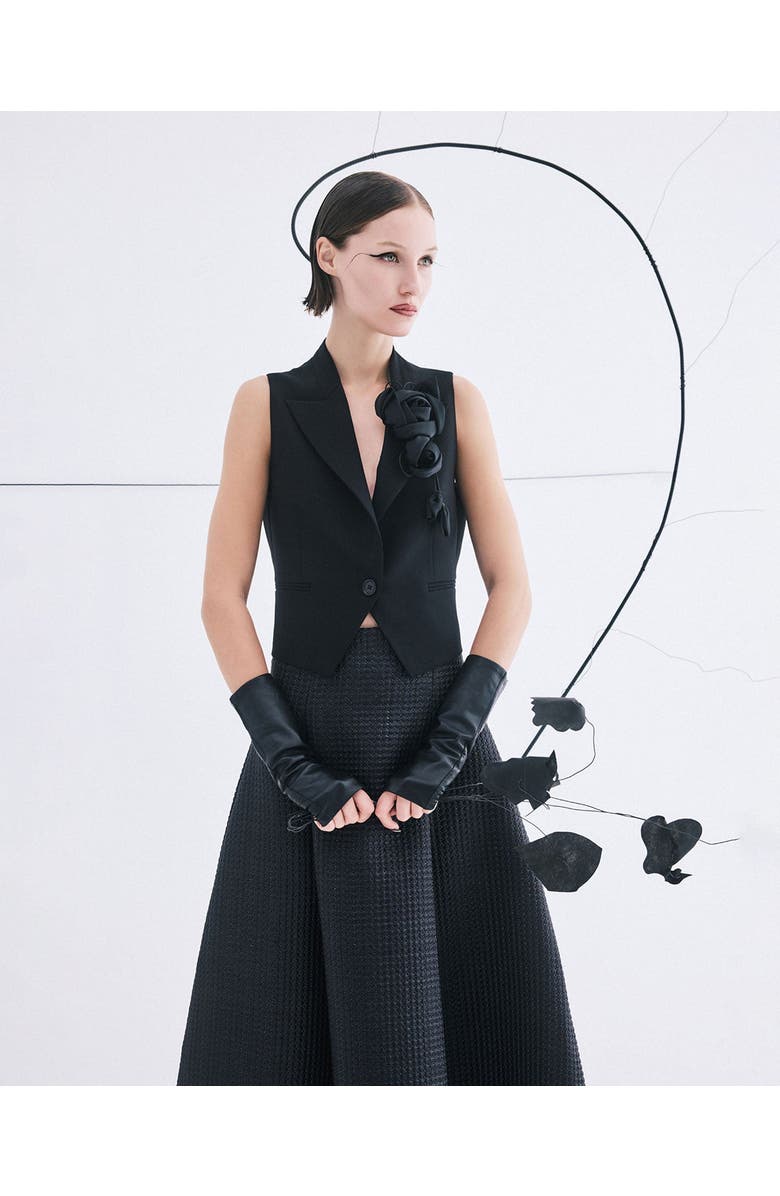 THEO The Label Cleo Jacquard Fluted Midi Skirt, Alternate, color,