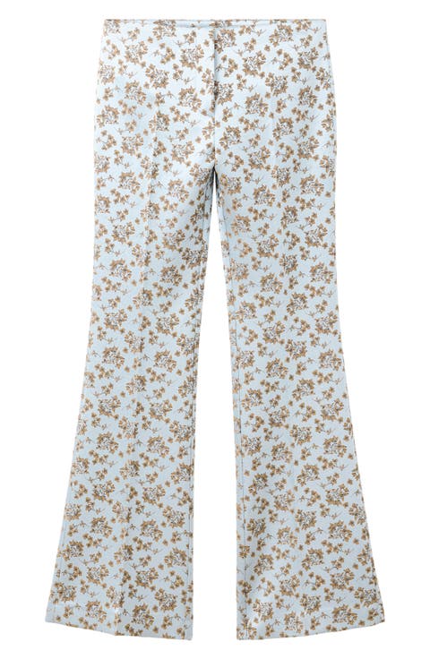 Floral Jacquard Flare Pants