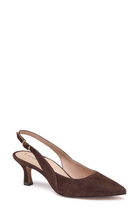 Lindsey Slingback Pointed Toe Kitten Heel Pump
