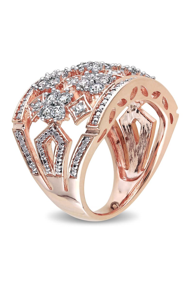 Two-Tone Created White Sapphire Cutout Ring, Alternate, color, ROSE