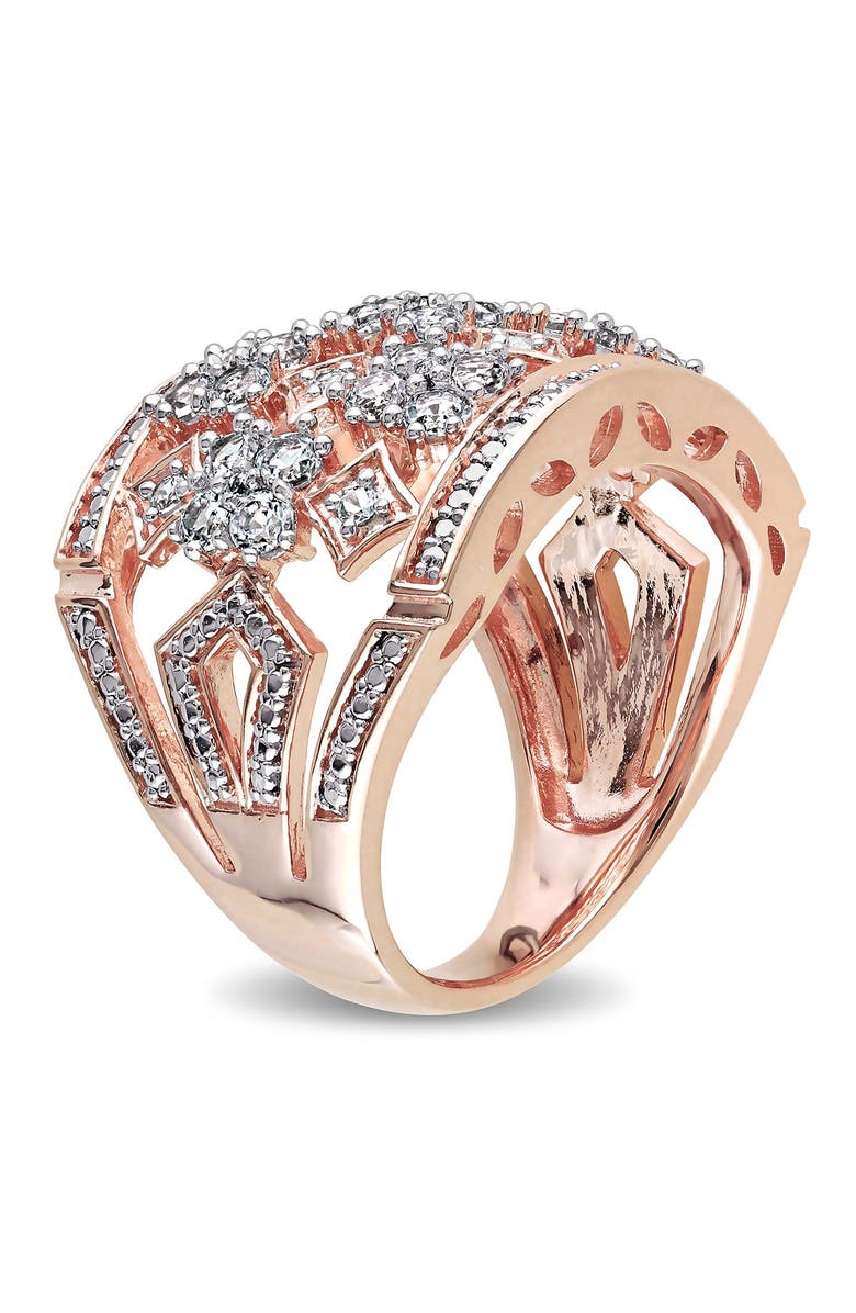 DELMAR Two-Tone Created White Sapphire Cutout Ring, Alternate, color,