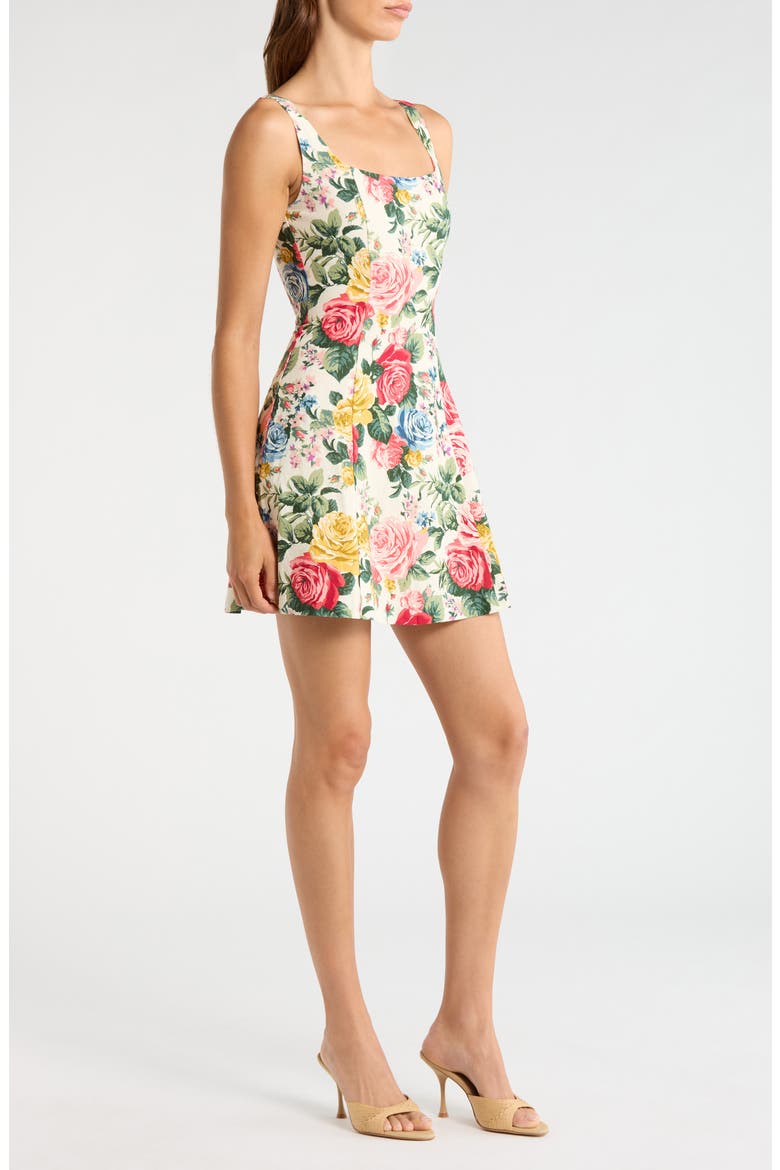 Rosemary Floral Linen Blend Minidress, Alternate, color, IVORY ROSES