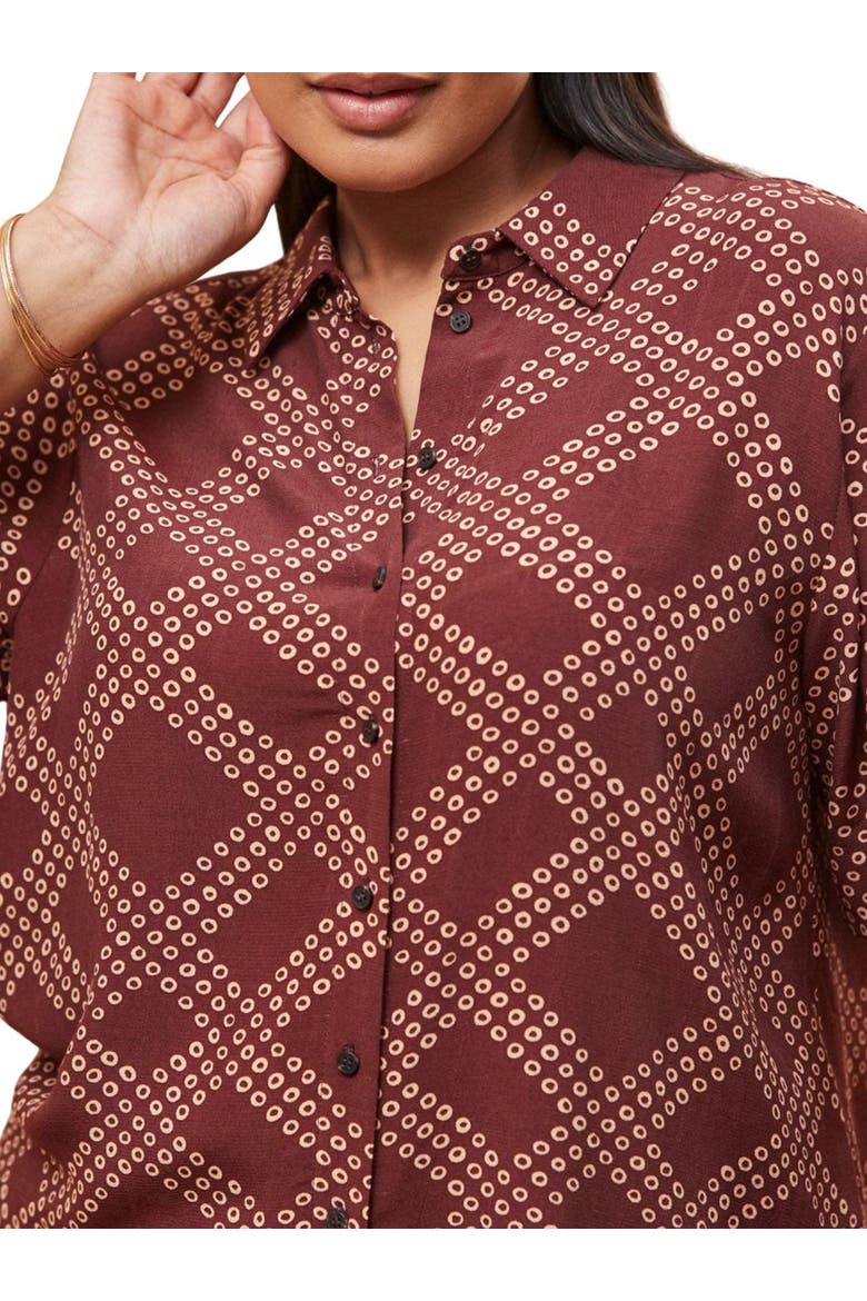 Geo Print Short Sleeve Shirt, Alternate, color, Brown
