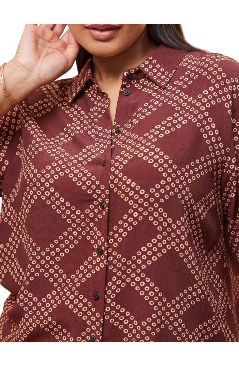 Live Unlimited Geo Print Short Sleeve Shirt, Alternate, color, Brown