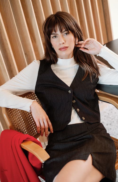 Whimsy + Row Bowie Vest In Black Pinstripe